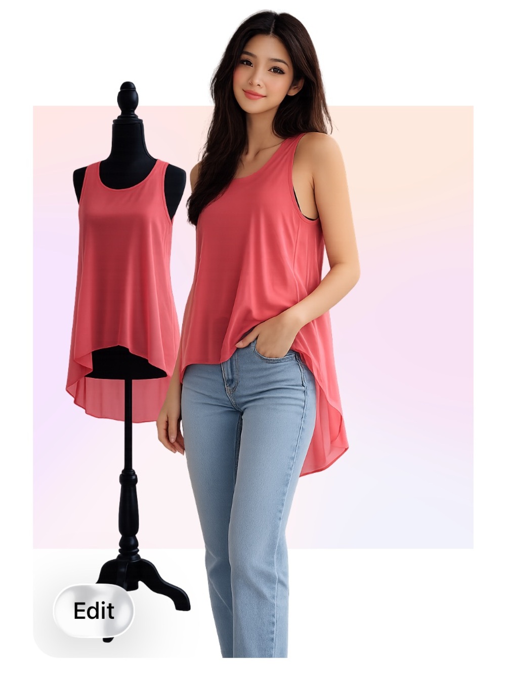 Romeo & Juliet Couture Coral Sheer Tank